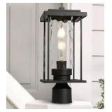 Modern 1-Light Matte Black Hardwired Outdoor Weather Resistant Post Light with Clear Glass Shade for Pathway, Garden - Retail: $80