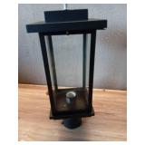 Modern 1-Light Matte Black Hardwired Outdoor Weather Resistant Post Light with Clear Glass Shade for Pathway, Garden - Retail: $80