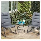 3-Piece Outdoor Rocking Chair Set with Side Table  - Retail: $299