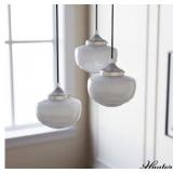 Saddle Creek 3-Light Brushed Nickel Schoolhouse Chandelier with Cased transparent Glass Shades - Retail: $106