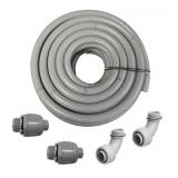 2 in. Dia x 25 ft. Non-Metallic UL Liquid Tight Electrical Conduit Kit with 2 Straight and 2 Angle Fittings Included - Retail: $120