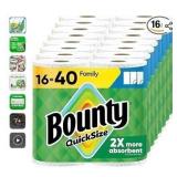 Pack of 2 ,Bounty Paper Towels Quick Size, White, 16 Family Rolls = 40 Regular Rolls - Retail: $82