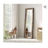 Barnyard Designs 16x48 Leaner Floor Mirror Full Length, Large Rustic Free Standing Leaning Hanging Wood and Metal Long Full Size Farmhouse Wall Mirror for Bedroom Living Room, Brown - Retail: $79