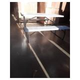 54 in. W White Rectangle Steel Folding Picnic Table Seats 4 People with Wood-like Texture - Retail: $301