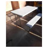 54 in. W White Rectangle Steel Folding Picnic Table Seats 4 People with Wood-like Texture - Retail: $301