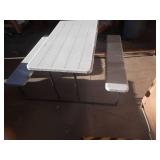 54 in. W White Rectangle Steel Folding Picnic Table Seats 4 People with Wood-like Texture - Retail: $301