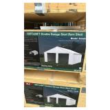 33x25 ft (K3325) Heavy-Duty Double Garage Steel Barn Shed - (Unused) 2 Box Set