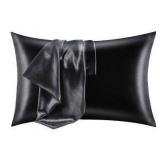 Luxury Silk Satin Pillowcase Set- Dark Gray, Queen