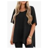 Oversized Split Side V-neck T-Shirt size Med