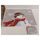 Let it Snow Snowman Holiday Waffle Bathroom Curtains, 2 Panel, 36x24 Inch