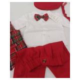 Boys Holiday Plaid Formal Outfit Set with Cap 3-9 mo.