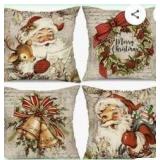 Traditional Christmas Holiday Throw Pillow  Case Set of 4