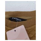 Elegant Quilted Khaki Sweater with Eyelet Sleeves- Small