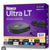 Roku Ultra LT 4K HDR Streaming Device and One For All Amplified HDTV Antenna for 1080P and 4K Free TV Channels