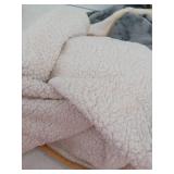 Plush Sherpa-Lined Grey Throw Blanket