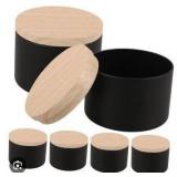 Matte Black Tin Containers with Lids - Set of 4