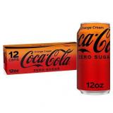 Coca-Cola Zero Sugar Soda Orange Cream - 12.0 fl oz x 12 pack BB May 25