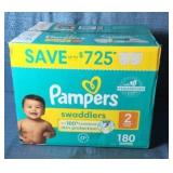 Pampers Swaddlers Diapers, Size 2 (12-18 Pounds), 180 Count. - Retail: $60