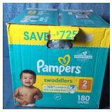 Pampers Swaddlers Diapers, Size 2 (12-18 Pounds), 180 Count. - Retail: $60