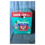 Pampers Cruisers 360. Size 4,22-37lbs. 148ct. - Retail: $68