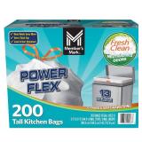 Power Flex Tall Kitchen Drawstring Bags  200 Count - Retail: $50