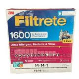 3M Filtrete Filter MPR 1600 MERV 12 14x14x1 4-Pack - Retail: $53