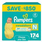 Pampers Swaddlers Diapers  Newborn (Less than 10 Pounds)  174 Count - Retail: $81