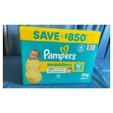 Pampers Swaddlers Diapers  Newborn (Less than 10 Pounds)  174 Count - Retail: $81