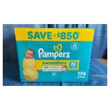 Pampers Swaddlers Diapers  Newborn (Less than 10 Pounds)  174 Count - Retail: $81
