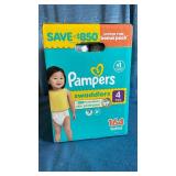 Pampers Swaddlers, Size 4 (22-37lb), 164 diapers