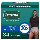 Depend Fresh Protection Underwear for Men, Large (84 Count)