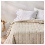 Full/Queen Heavyweight Linen Blend Quilt Natural - Casalunaâ¢: Rayon & Cotton, Box Quilting, OEKO-TEX Certified - Retail: $149