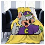 Chuck E Cheese Blanket Soft Cozy Fleece Throw Blanket Plush Lightweight Warm Fuzzy Flannel Blankets and Throws for Boys Girls Couch Sofa Bed 50\"X40\" - Retail: $18