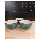 Set of 3 Blue Ceramic Ceral Bowls - Retail: $45