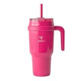 Reduce 40oz Cold1 Vacuum Insulated Stainless Steel Straw Tumbler Mug Dark Pink: Dishwasher-Safe, Flip-Top Lid - Retail: $25