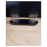 Modern Glass Storage Jars with Black Tray Set - Retail: $15