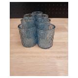 Blue Diamond Pattern Glass Votive Holders - Set of 7 - Retail: $28
