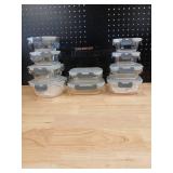 Glass Food Storage Container Set with Locking Lids 10 lids and 10 containers - Retail: $40