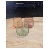 Set of 3 Colored Glass Stemless Wine Glasses - Retail: $15
