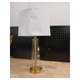 Modern Glass and Gold USB Table Lamp. Shade is damaged  - Retail: $45