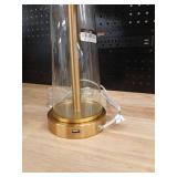 Modern Glass and Gold USB Table Lamp. Shade is damaged  - Retail: $45