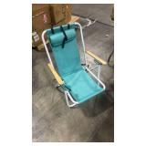 Outvita Folding Beach Chair Adjustable Headrest w/4 Flexible Tilt Angle, Cup Holder Portable High Strength Cleanable Fabric, for Sand Camping Lawn Concert Travel Festival