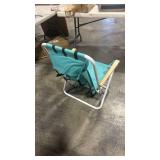 Outvita Folding Beach Chair Adjustable Headrest w/4 Flexible Tilt Angle, Cup Holder Portable High Strength Cleanable Fabric, for Sand Camping Lawn Concert Travel Festival