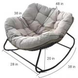 $485 Patio Rocking Chair Outdoor w/ BROWN Cushion, Large Rattan Wicker