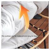 $485 Patio Rocking Chair Outdoor w/ BROWN Cushion, Large Rattan Wicker