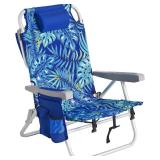 $70 SUNNYFEEL Beach Chair 5-Position Portable w/Cooler & Cup Holder