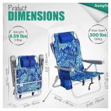 $70 SUNNYFEEL Beach Chair 5-Position Portable w/Cooler & Cup Holder