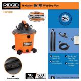 $119 RIDGID 16 Gal 5.0 HP Wet/Dry Vac w/Filter & Locking Hose