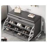 Fukayi Best Wooden Shoe Organizer Cabinet, Grey/Black.