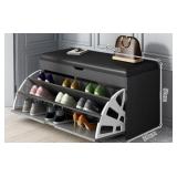 Fukayi Best Wooden Shoe Organizer Cabinet, Grey/Black.